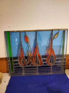 lot 6306 image: Lot of 4 Stained Glass Pieces that Combined Create a Design