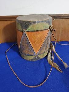 lot 6309 image: Hand Painted Wooden Drum