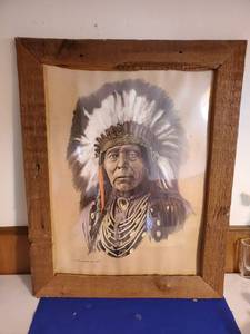 lot 6314 image: Wooden Frame Indian Poster Framed