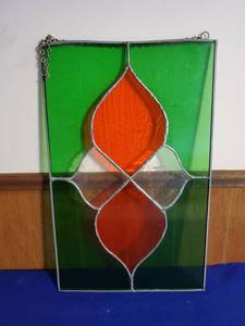 lot 6317 image: Red White and Green Stained Glass Piece