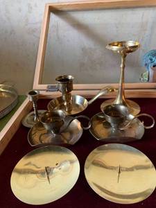 lot 6327 image: Lot of Brass Candle Holders