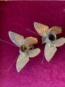 lot 6332 image: Brass Butterfly Candle Holders