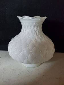 lot 6351 image: White Overlay Glass Oil Lamp Top Shade