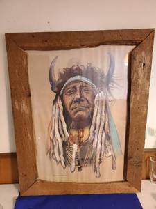 lot 6379 image: Wooden Framed Chief Two Moons Cheyenne