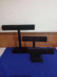 lot 6391 image: Lot of 2 Black Felt Watch Jewelry Displays