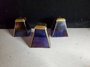 lot 6406 image: Lot of 3 Small Purple Stain Glass Lamp Shades