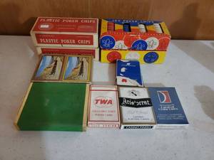 lot 6433 image: Vintage Poker Chips & Playing Cards