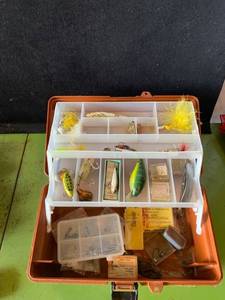 lot 6435 image: Fishing Tackle Box With LuresFlies