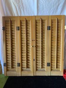 lot 6441 image: Vintage Wooden Window Shutter Doors