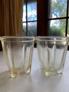 lot 7749 image: Pair of Glasbake 3 Cup Beater Jars
