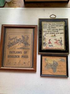 lot 7752 image: Lot of 3 Vintage Framed Items