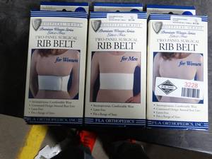 lot 3228 image: Lot of 3 Fla Orthopedics Two-Panel Surgical Rib Belt- Universal