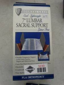 lot 3230 image: FLA Orthopedics Cool-Light Weight 7 Lumbar Sacral Support - Size Large