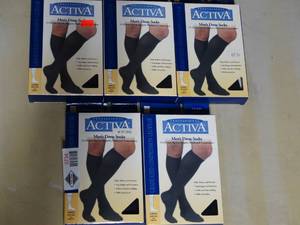 lot 3734 image: Lot of 5 Activa Mens Dress Socks- 15-20 mm Hg- Size X Large