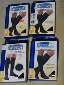 lot 3735 image: Lot of 4 Activa Mens Dress Socks- 15-20 mm Hg- Size X Large