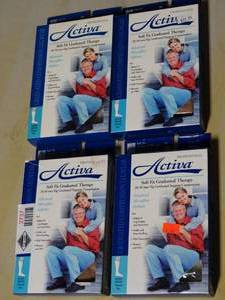 lot 3737 image: Lot of 4 Activa Knee High Socks 20-30 mm Hg- Size Small