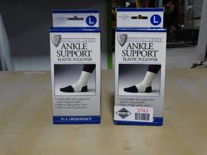 lot 3743 image: Lot of 2 FLA Orthopedics Ankle Support Elastic Pullover - Size Large