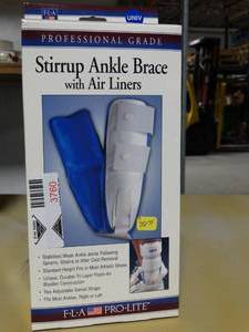 lot 3760 image: FLA Orthopedics Stirrup Ankle Brace With Air Liners - Size Universal