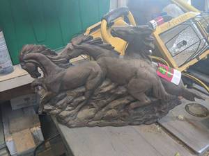 lot 5192 image: Copper Painted Ceramic Horse Sculpture