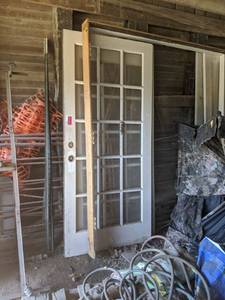 lot 1357 image: Glass Panel Doors With Door Frame