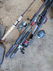 lot 5034 image: Assorted Fishing Poles, And Tebco 808 Reel