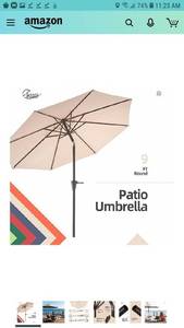 lot 1030 image: wikiwiki 9ft Patio Umbrella Outdoor Market Table Umbrella with Push Button Tilt and Crank