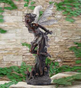 lot 1037 image: Napco Bronze Kissing Fairy Garden Statue, 34-Inch Tall