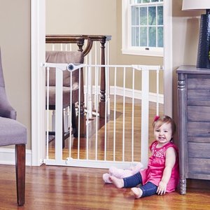 lot 1057 image: Toddleroo by North States Essential Walk-Thru Baby Gate, 29.8-38.1 Wide, White