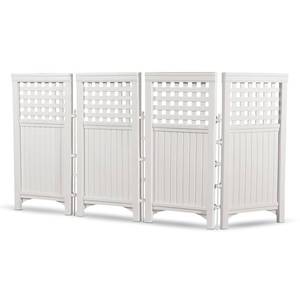 lot 1058 image: 44 Resin Wicker Screen Enclosure - White