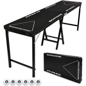 lot 1105 image: GoPong PRO 8 Foot Premium Beer Pong Table - Heavy Duty (Black, 36-Inch Tall)
