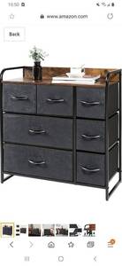 lot 1128 image: Kamiler 7-Drawer Dresser, 3-Tier Storage Organizer, Tower Unit for BedroomHallwayEntrywayClosets - Sturdy Steel Frame, Wooden Top, Removable Fabric Bins