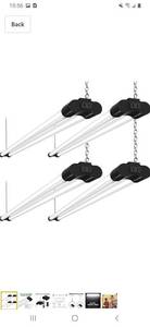 lot 1129 image: Bbounder 4 Pack Linkable LED Utility Shop Light, 4 FT, 4000 LM, 48 Inch Integrated Fixture for Garage, 40W Equivalent 250W, 5000K Daylight, Surface  Suspension Mount, Black