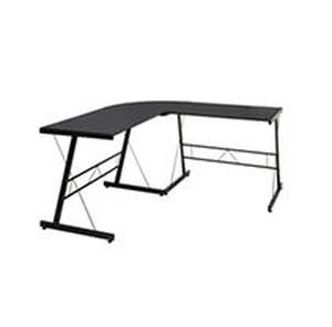 lot 1141 image: OFM Essentials Collection 60 Metal Frame L-Shaped Desk, Corner Computer Desk, in Black (ESS-1021 -BLK-BLK)