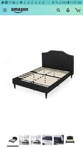lot 1146 image: Christopher Knight Home Veromca Theresa Contemporary Fabric Upholstered Queen Sized Bed Set, Black,