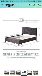 lot 1149 image: Everlane Home Windsor Upholstered Bed with Built-in Drawers-Diamond Tufted Headboard-Fabric Finish-Easy Setup Platform, King, Slate