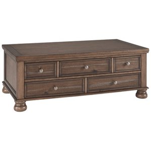 lot 1183 image: Flynnter Cocktail Table with Storage Medium Brown - Signature Design by Ashley