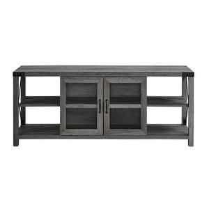 lot 1184 image: 60 Farmhouse Metal X TV Stand - Grey Wash