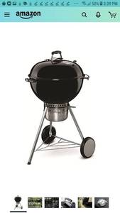 lot 1187 image: Weber Original Kettle Premium 26 Inch Charcoal Grill, Black USED