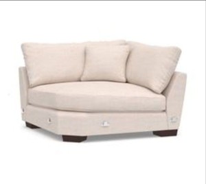 lot 74845 image: PB Comfort Roll Arm Uph Sectional Poly Basketweave Slub Wedge Ivory