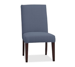 lot 74828 image: PB Comfort Square Upholstered Dining Chair & Armchair 2 Blue