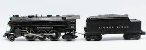 lot 4130 image: Lionel 224 Steam Engine Locomotive Black Die Cast Metal and Lionel 2466WX Tender