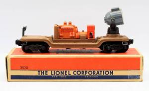 lot 4150 image: Lionel Train 3520 Operating Searchlight Car in Original Box