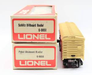 lot 4168 image: Lionel Train Lot of 2 Reefer Cars in Original Boxes - 6-9851 Schlitz Billboard Reefer and 6-9859 Pabst Billboard Reefer