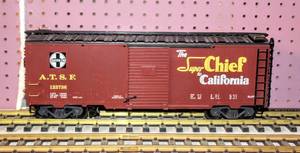 lot 4275 image: LGB 123736 Super Chief to California, Ship Santa Fe All The Way Freight Car - G Scale