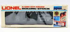 lot 4196 image: Lionel Train No. 6-5704 Anheuser Busch Budweiser Beer Billboard Reefer Car in Original Box