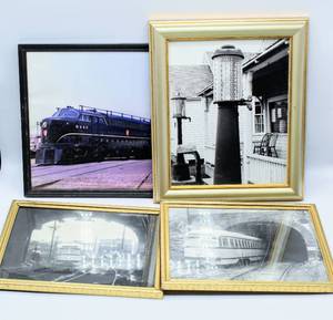 lot 4218 image: 4 Framed Photographs of Vintage Trains