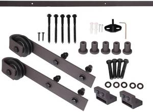 lot 10 image: Dark Coffee Sliding Barn Door Hardware 66 Single Door