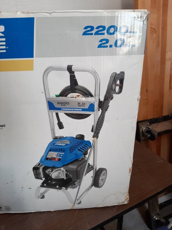 Powerstroke 2200 PSI Gas Pressure Washer Wichita Midtown July Warehouse Auction Tools Trailer Power Washer Sports Cards Comics Quilts Scheduled Pickup Equip Bid