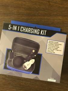lot 9573 image: 5-in-1 Travel Cell Phone Wireless Charging Kit W Case 2 Port Home & Car 4 Mi..