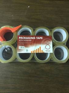 lot 9578 image: 8 Rollspack 1.88 X 54.6yd Packaging Tape With Dispenser - Brand